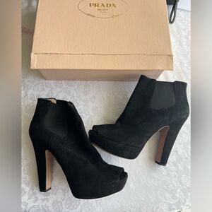 Prada peep toe platform booties